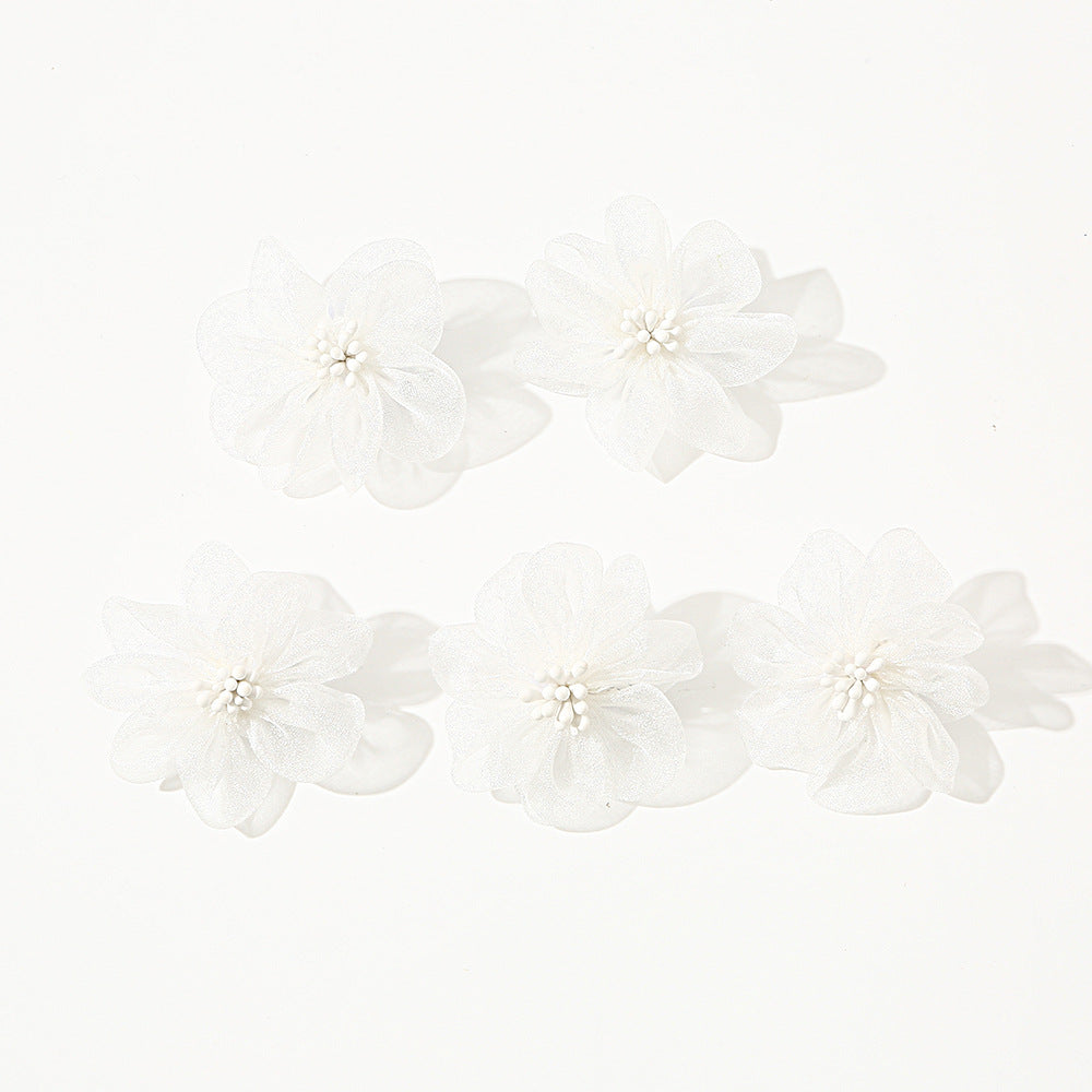 Set di graziosi fermagli per capelli floreali per bambini, accessori per capelli a forma di fiore in rete bianca per bambini di età compresa tra 3 e 10 anni