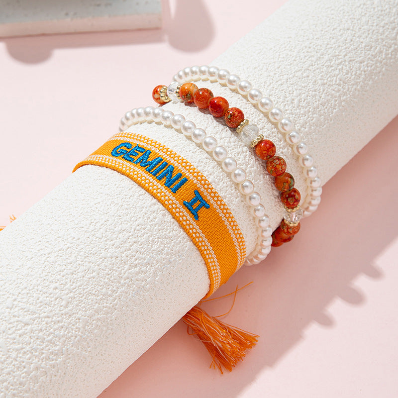 Bohemian Children's Woven Bracelet with Star Charm and White Crystal Accent for Girls Aged 6 to 10 Years