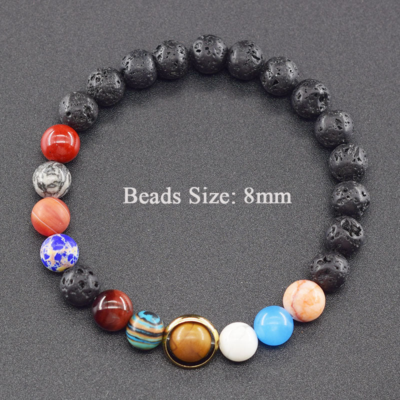 Classic Sweet Natural Gemstone Round Geometric Stretch Bracelet Unisex Jewelry Gift