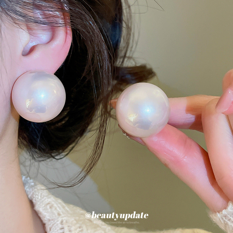 Orecchini a perno con perla geometrica minimalisti placcati argento da donna — Gioielli eleganti di lusso pronti per l'ufficio con perni in acciaio inossidabile