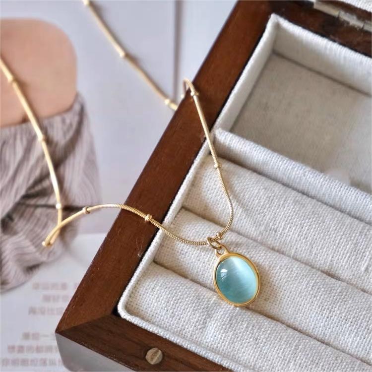 Elegante Collar de Acero de Titanio en Forma de Gota de Agua para Mujer con Cadena de Serpiente, Joyería Minimalista de Verano Estilo Guardapelo