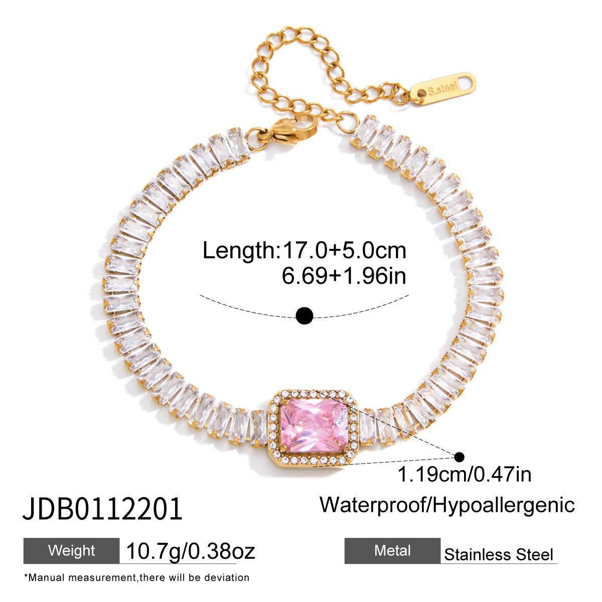 Elegant Minimalist Geometric Stainless Steel Plated Cubic Zirconia Bracelet for Women