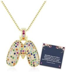 Sweet Hip-hop Letter Brass Cubic Zirconia Inlay Pendant Necklace Box Chain Unisex
