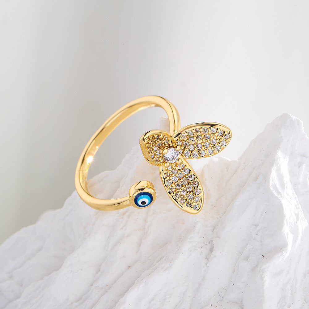 Anello geometrico minimalista in rame placcato oro 18 carati con finitura smaltata da donna