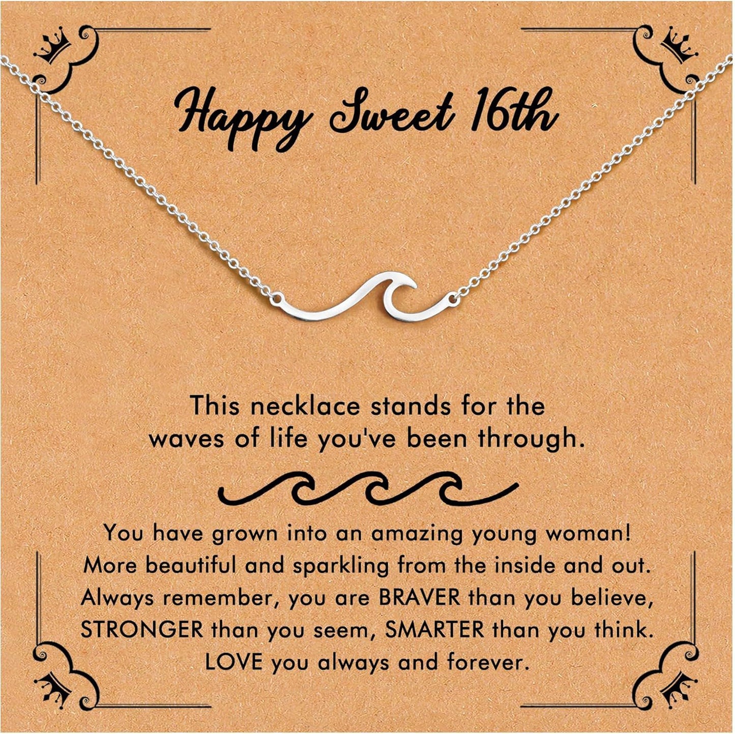Sweet Plated Stainless Steel Wave Necklace Curb Chain Unisex Jewelry