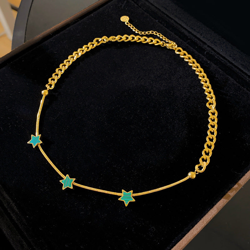 Minimalist Star Titanium Steel Plated Necklace Curb Chain Unisex Jewelry