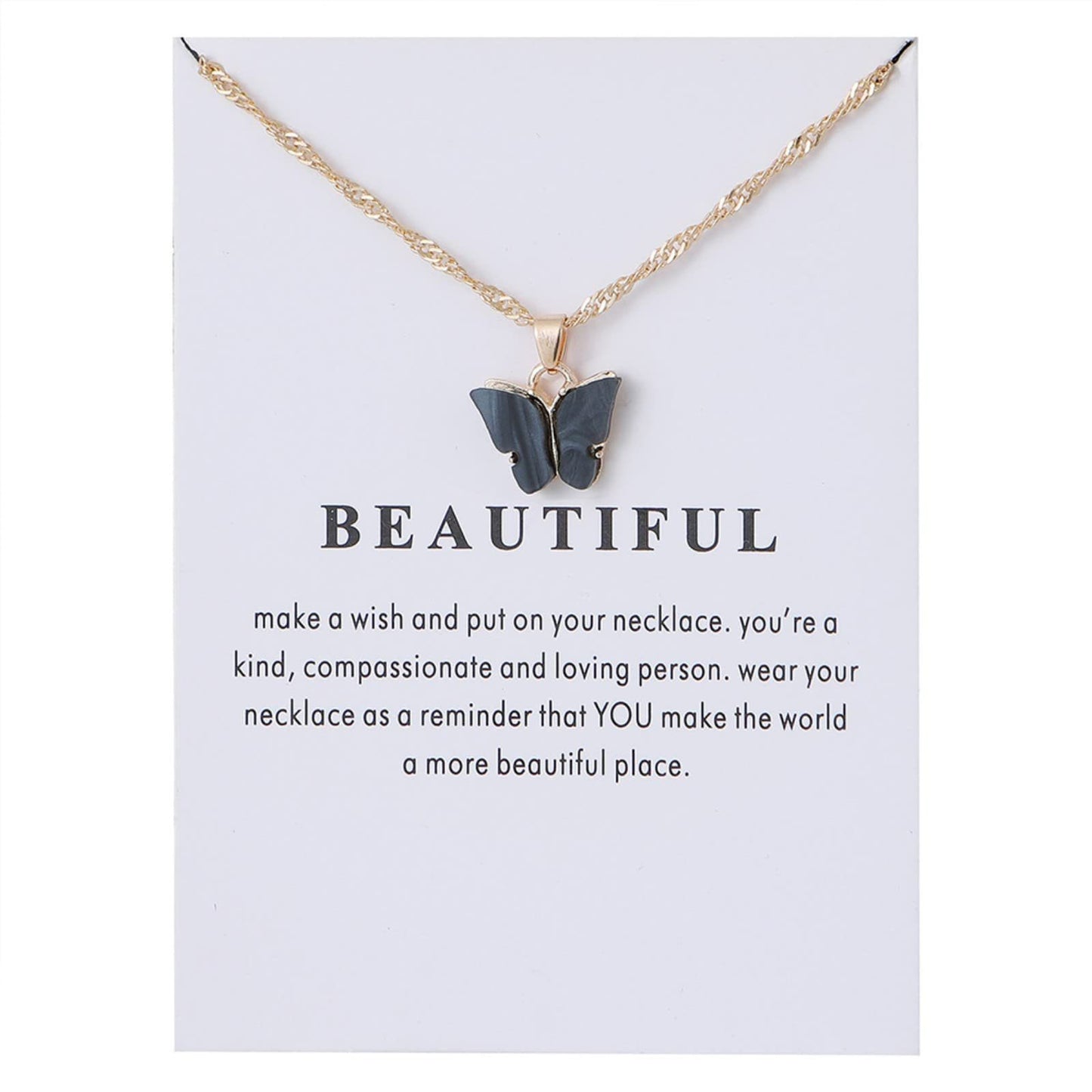Sweet Minimalist Butterfly Acrylic Pendant Necklace for Women