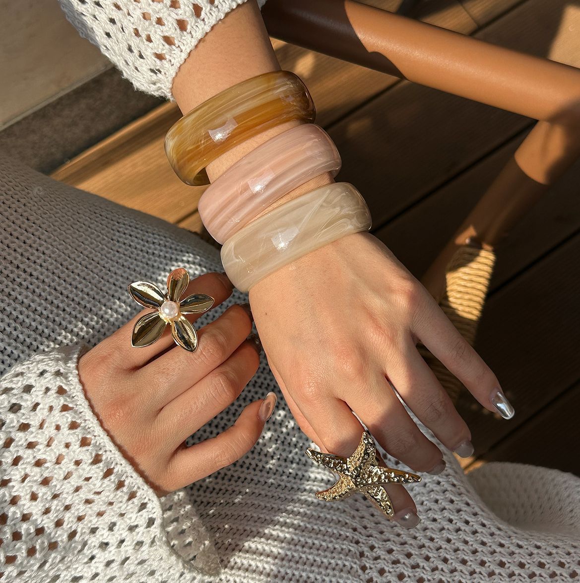 Bracciale Casual Placcato in Resina con Gradiente Geometrico