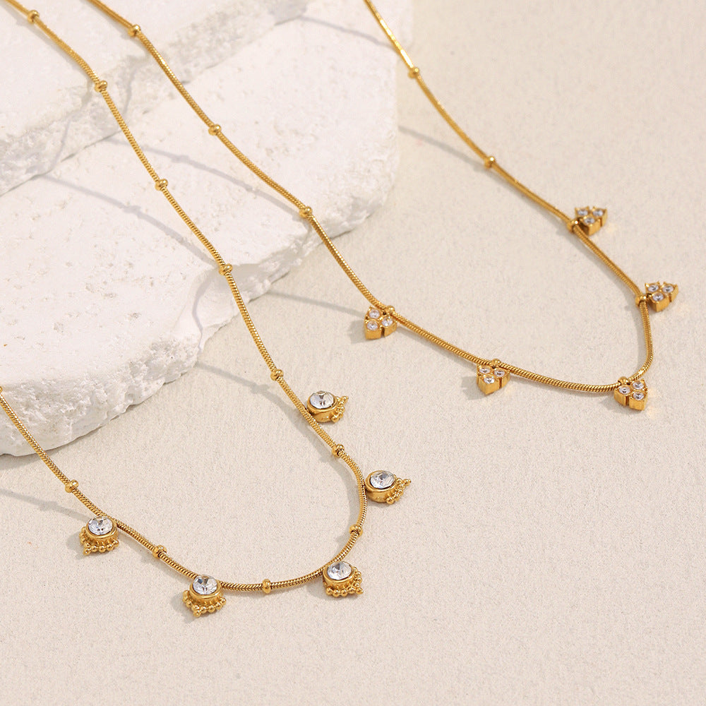 Minimalist Geometric Stainless Steel Plated 18K Gold Fine Chain Tassel Pendant Necklace for Women