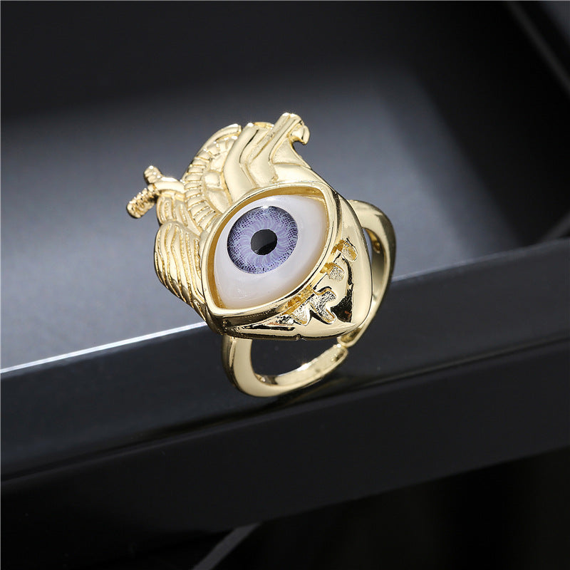 Vintage Bohemian Geometric Micro-inlay Brass Ring for Women