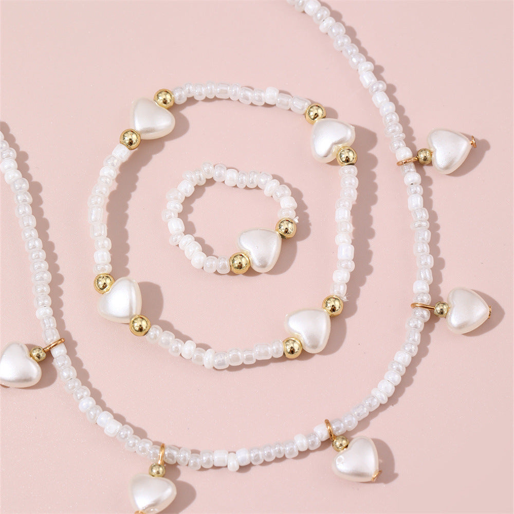 Juego de collar con cuentas de cristal con forma de mariposa para niñas con cadena de cuentas redondas, joyería de estilo princesa minimalista