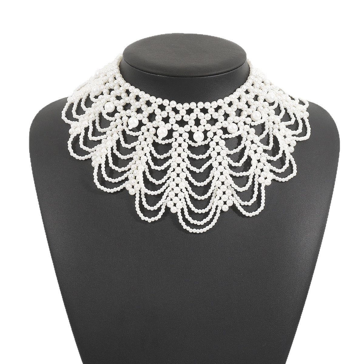 Collana girocollo con perle geometriche stile corte francese vintage da donna