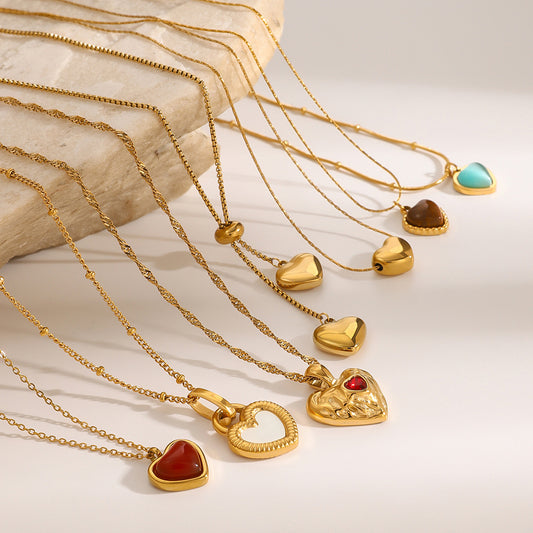 Heart Shaped Plated Stainless Steel Necklace for Women