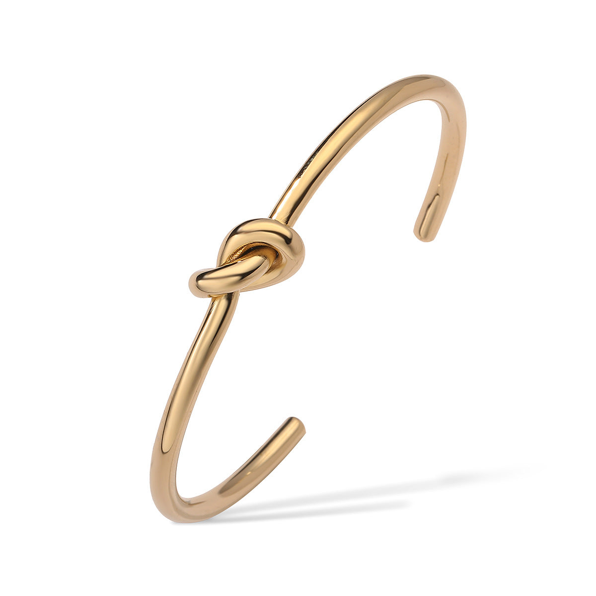 Bracciale regolabile minimalista alla moda a forma di nodo a cuore in acciaio inossidabile placcato oro 18 carati