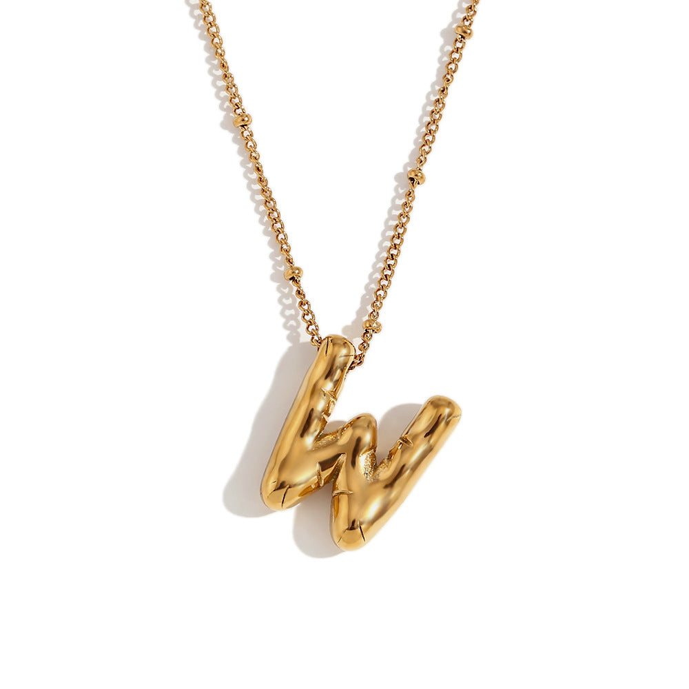 Fashionable Letter-Shaped Stainless Steel Pendant Necklace with 18K Gold Plating for Women