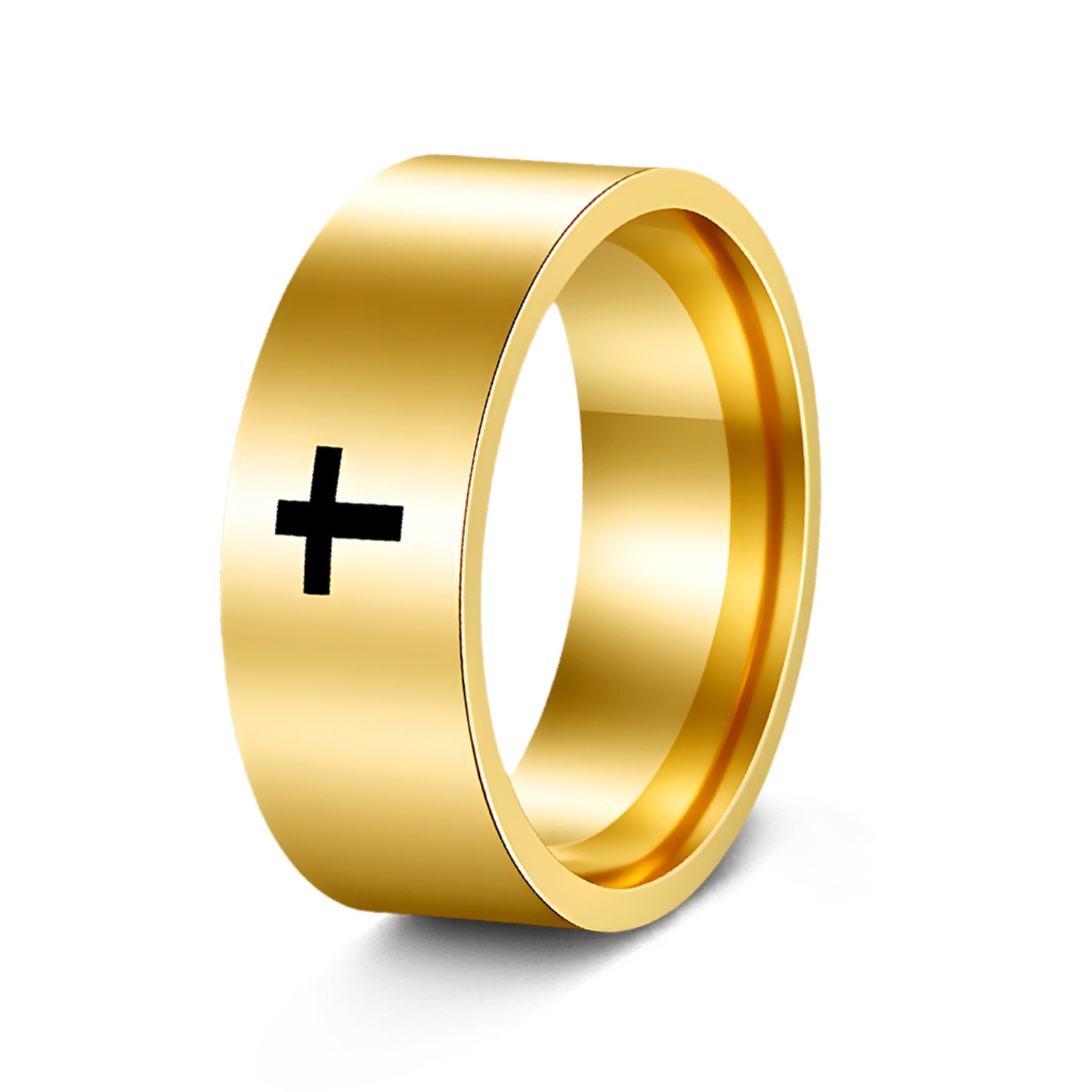 Classic Cross Stainless Steel Plated Ring Unisex 6mm/8mm