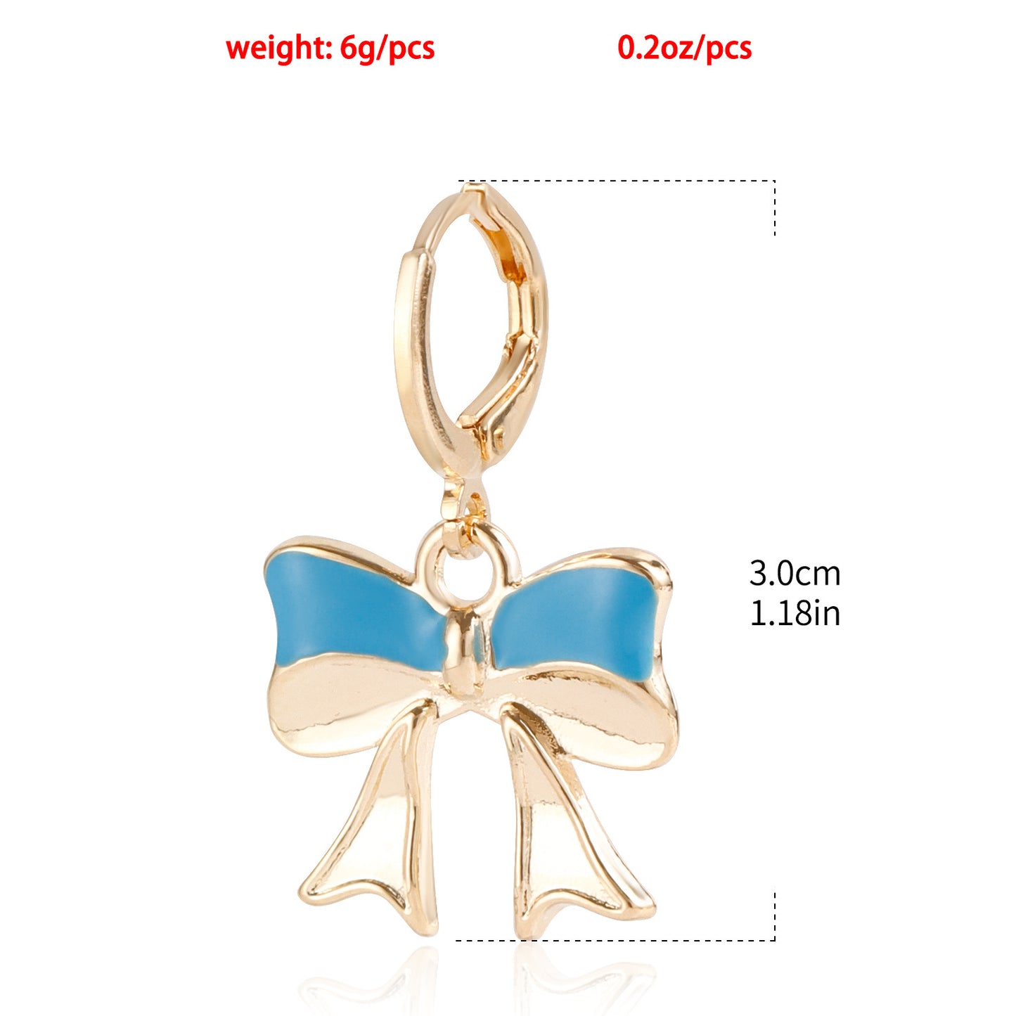 Fashionable Bow-Shaped Geometric Earrings in Alloy with Enamel Coloring and Plated Finish
