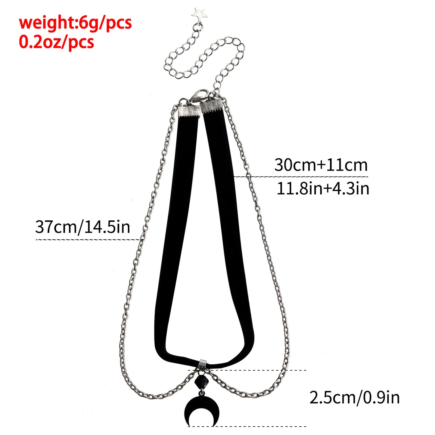 Gothic Moon Pendant Necklace for Women with Velvet Black Chain Electroplated Alloy Geometric Design Fashionable Clavicle Style