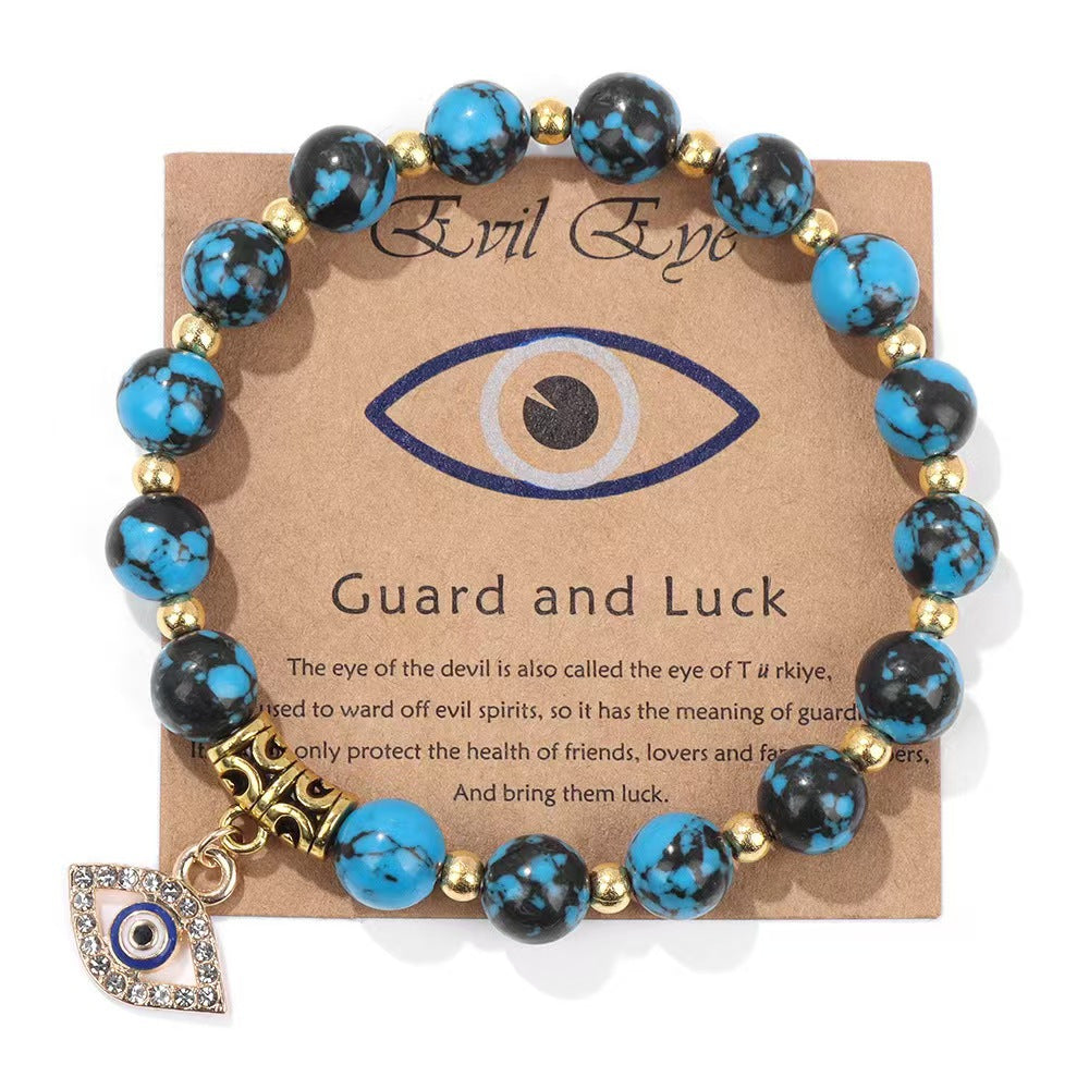 Minimalist Geometric Evil Eye Rhinestone Beaded Bracelet Unisex Yoga Energy Jewelry