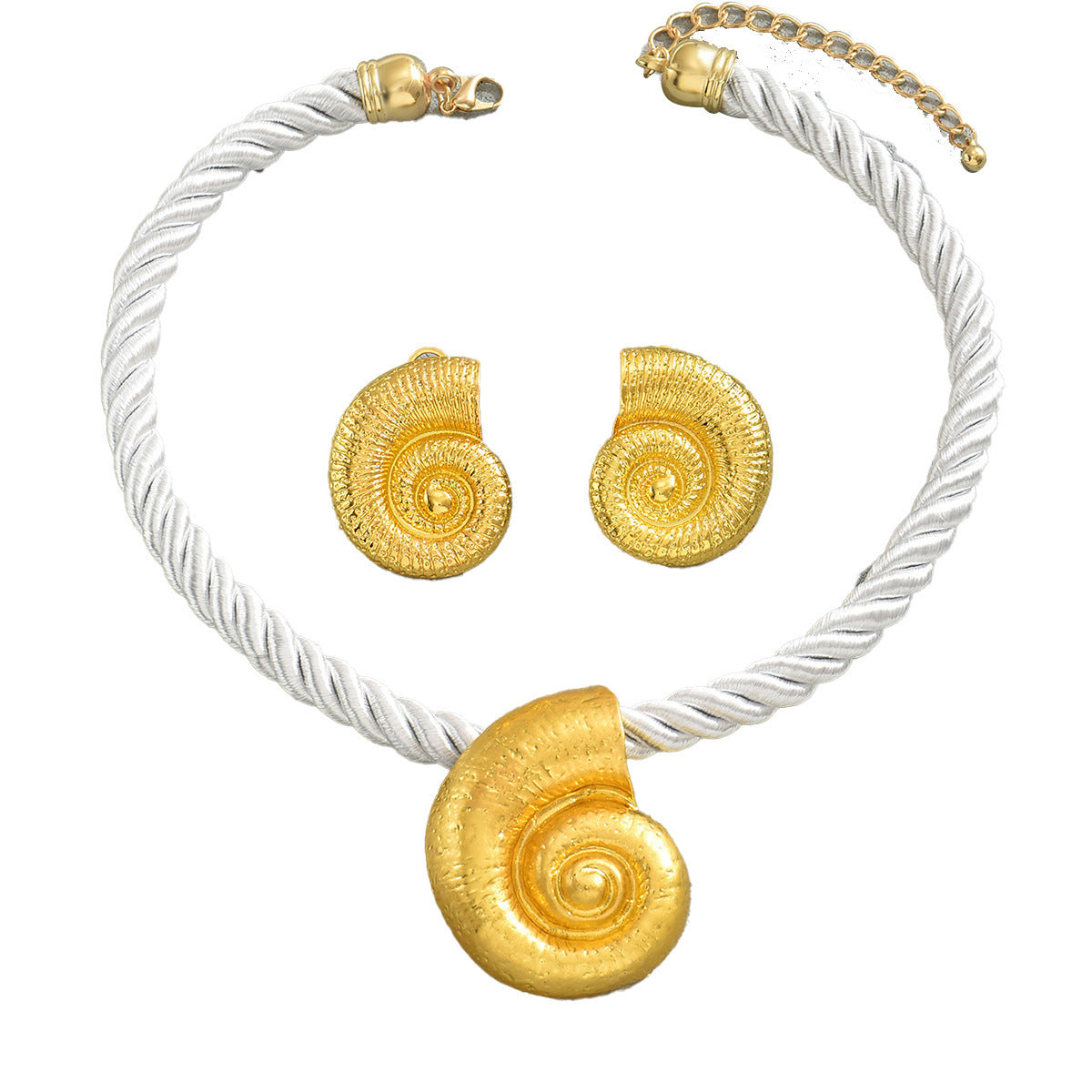 Fashionable Seashell-Shaped Alloy Pendant Necklace and Earrings Set for Women with Plated Finish