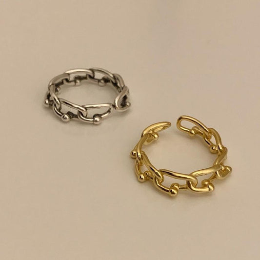 Vintage Geometric Adjustable Ring for Women Made of 925 Sterling Silver with Polished Finish