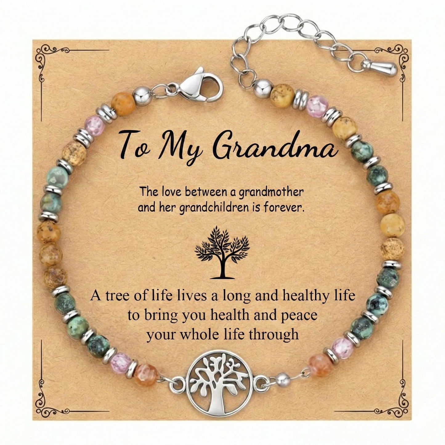 Elegant Geometric Tree of Life Alloy Charm Bar with Turquoise and Crystal Inlay Stainless Steel Adjustable Women's Jewelry