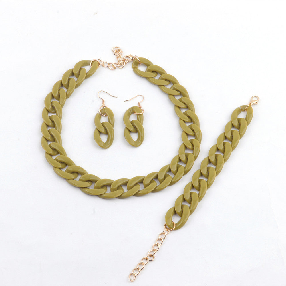 Minimalist Sweet Geometric Acrylic Pendant Necklace Set for Women