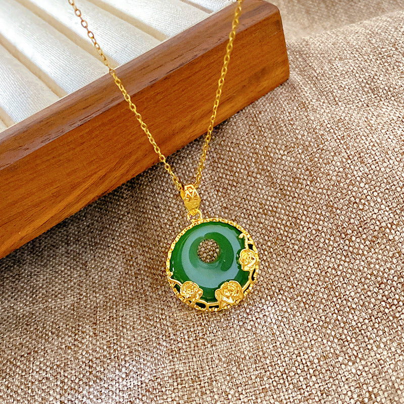 Sweet Minimalist Brass Gourd Pendant with Cubic Zirconia Inlay on Titanium Steel Cable Chain Necklace for Women