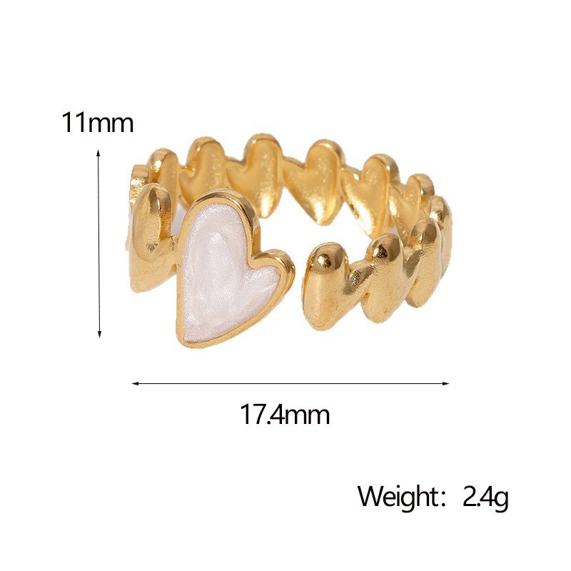 Anello a forma di cuore in acciaio inossidabile per donna, con finitura placcata, fascia aperta regolabile, gioiello minimalista e dolce