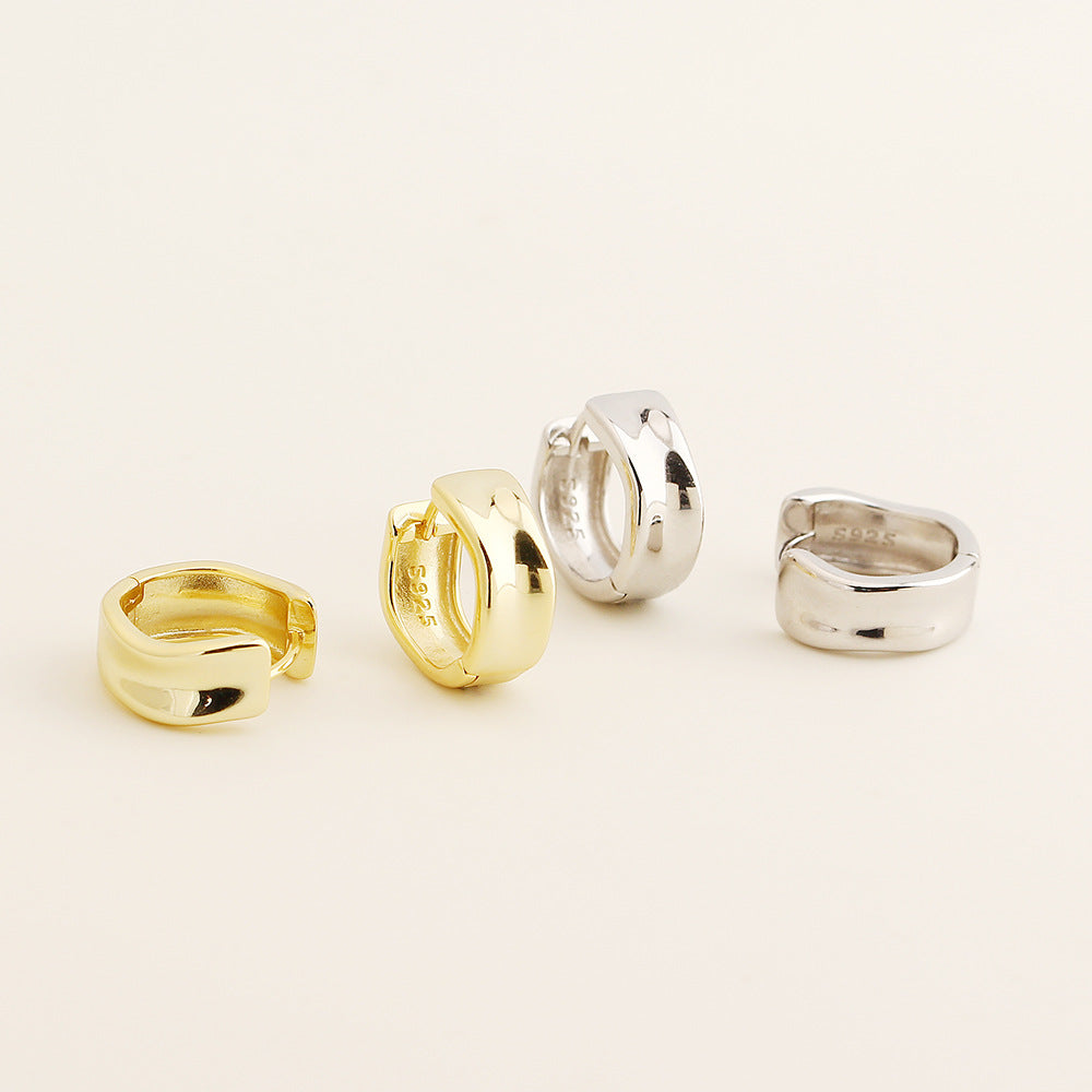Pendientes de aro geométricos minimalistas de plata de ley S925 para mujer con acabado pulido