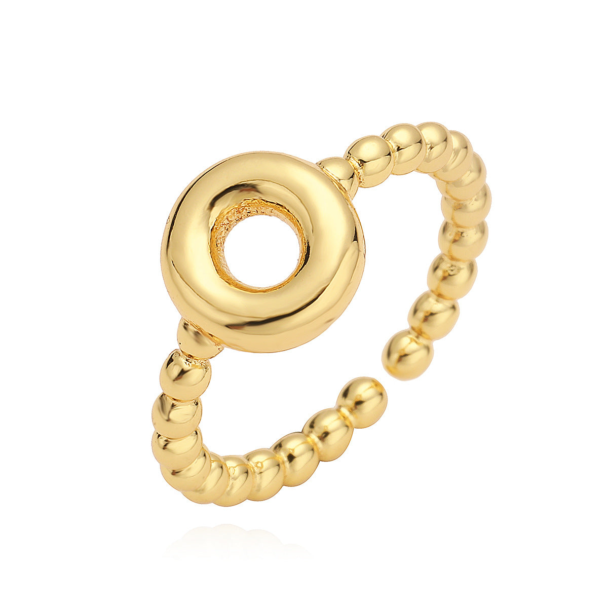 Minimalist 18K Gold Plated Brass Letter Ring for Women