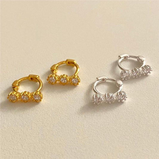 Pendientes Minimalistas Dulces de Plata de Ley 925 con Letras Geométricas y Circonita Cúbica, Chapados en Oro