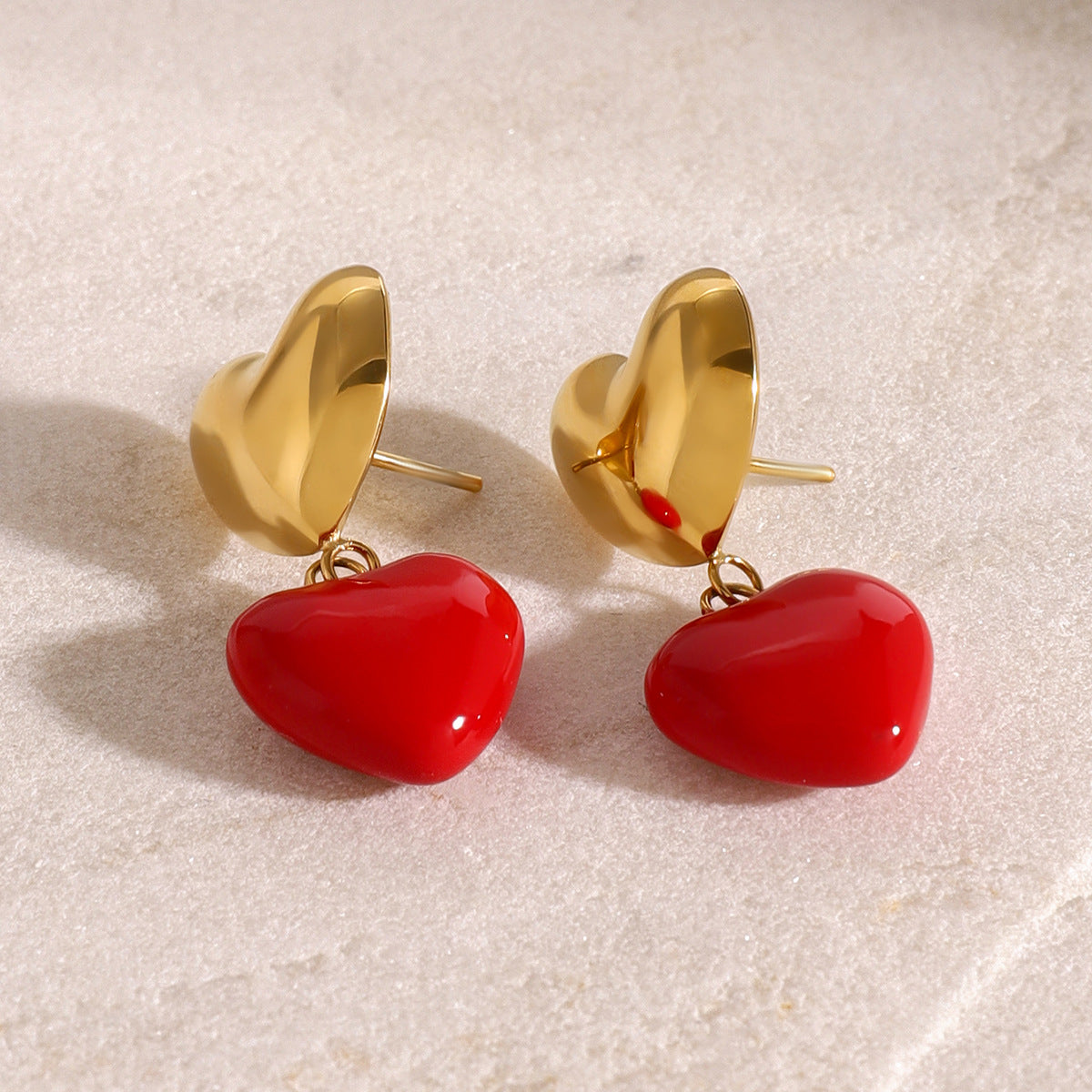Orecchini in acciaio inossidabile placcato con gocce d'olio a forma di cuore