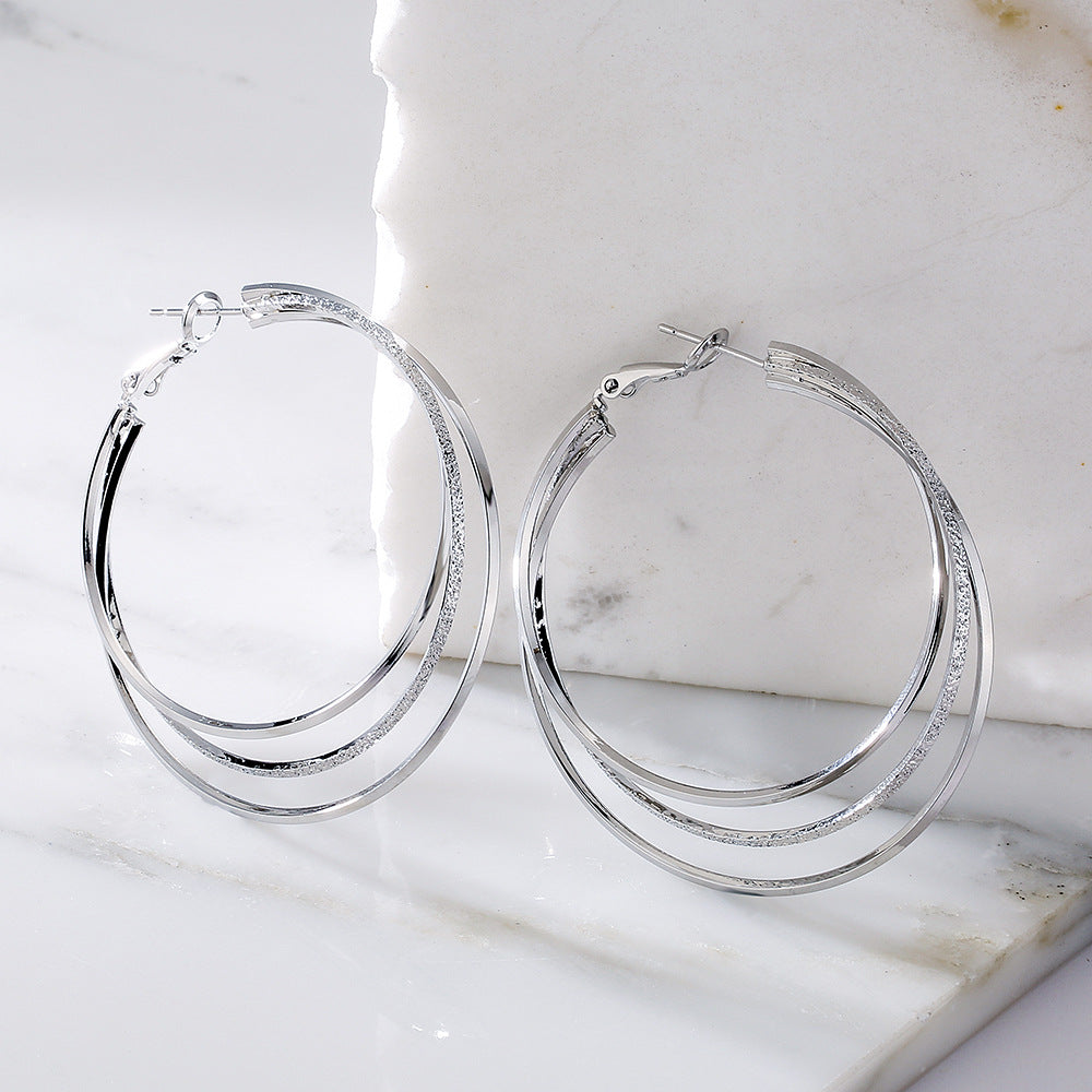 Orecchini a cerchio grandi geometrici minimalisti da donna in rame con placcatura in oro 18 carati