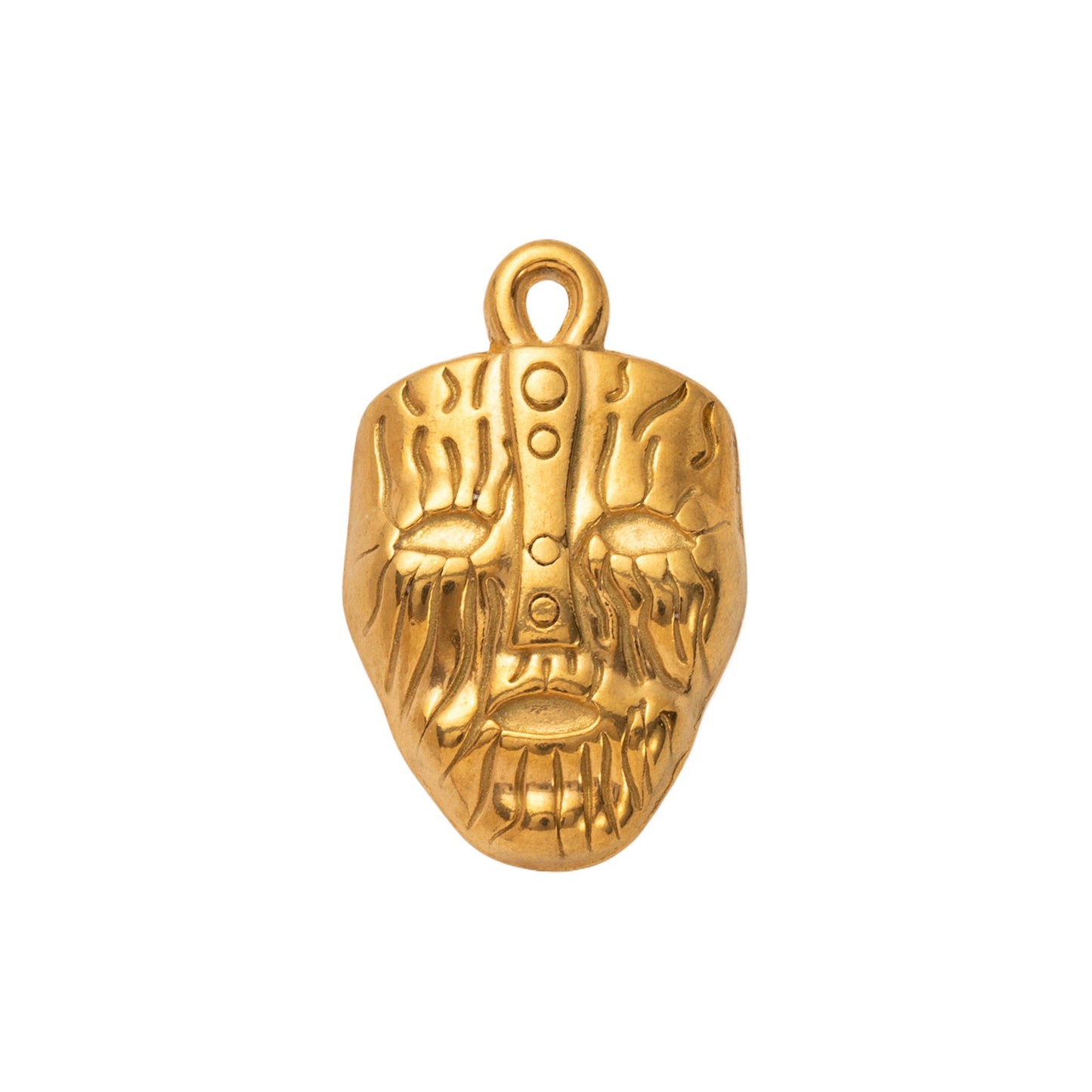 Vintage 18K Gold Plated Stainless Steel Mask Pendant Necklace Charm Bar for Unisex