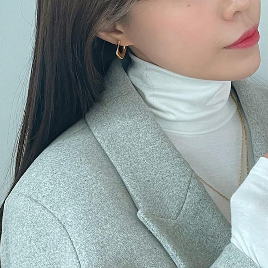 Minimalist Sweet 925 Sterling Silver Geometric Letter Plated Earrings