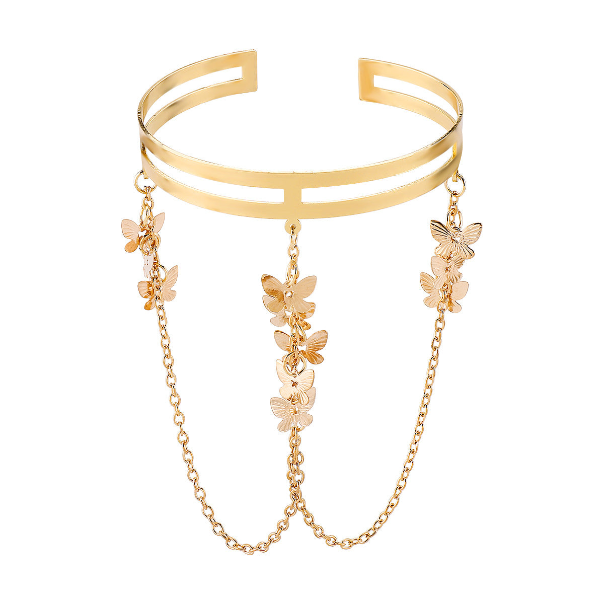 Bracciale a fascia in ferro a forma di farfalla vintage con inserti in conchiglia per vacanze al mare e servizi fotografici da donna