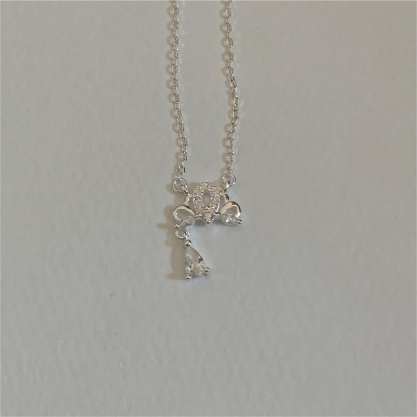 Minimalist Geometric Crown Pendant Necklace in 925 Sterling Silver with Gold Plating on Cross Chain