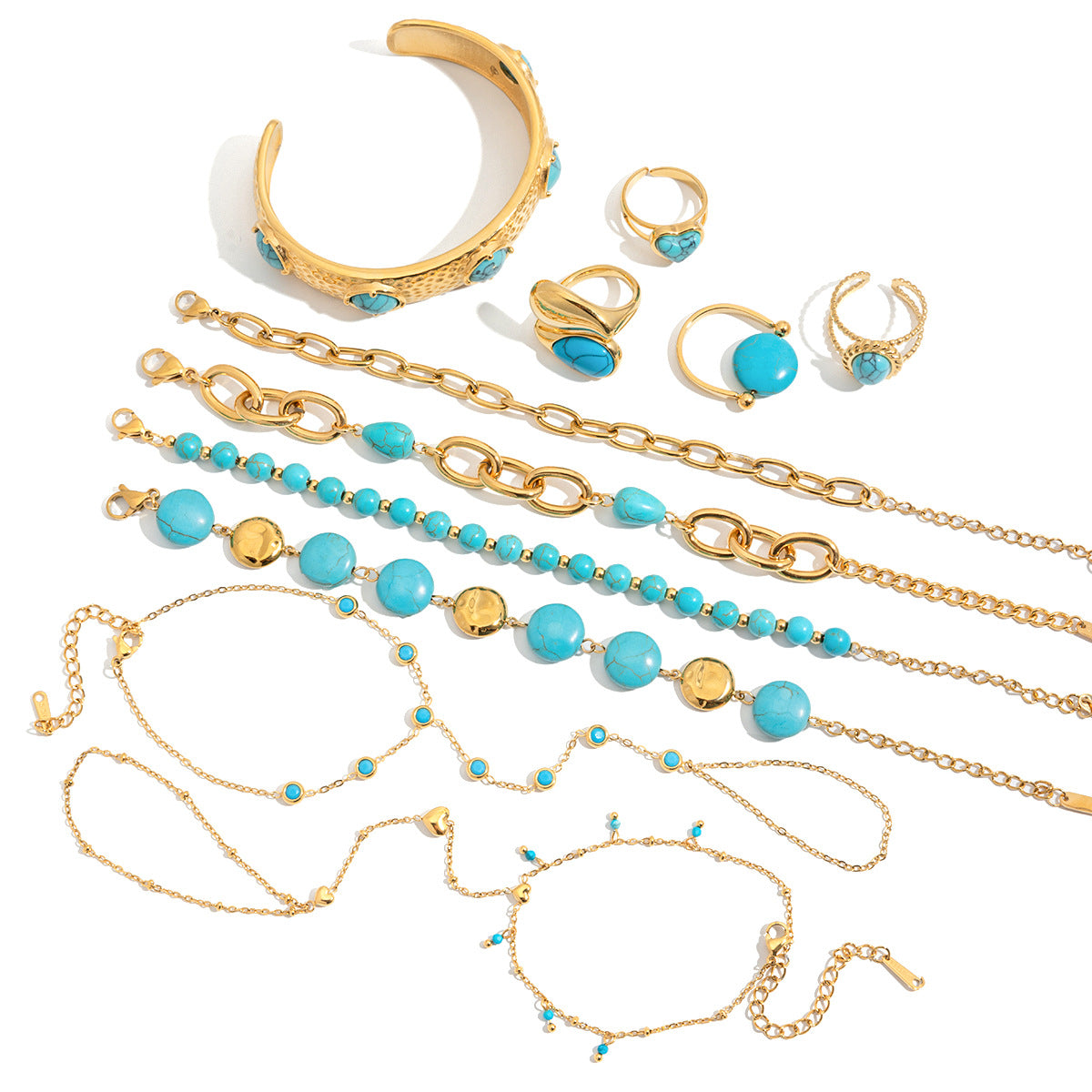 Parure di Bracciale e Anello Geometrici da Donna in Acciaio Inossidabile Placcato, dal Fascino Minimalista e di Lusso