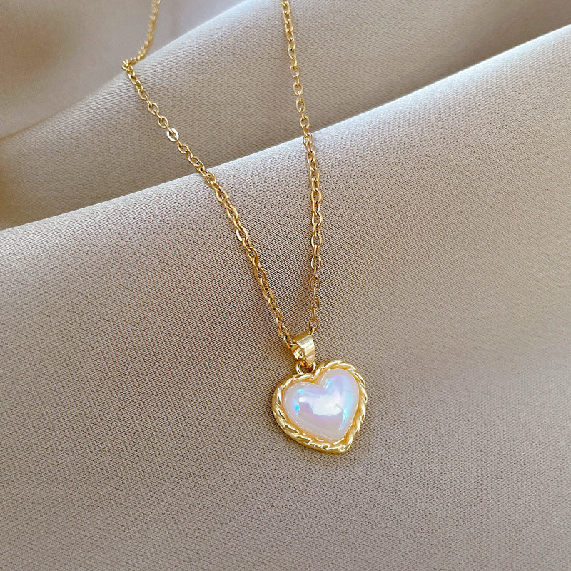 Collana Pendente Sirena Cuore Minimalista per Donne e Uomini in Acciaio Inossidabile Delicata Catena con Strass