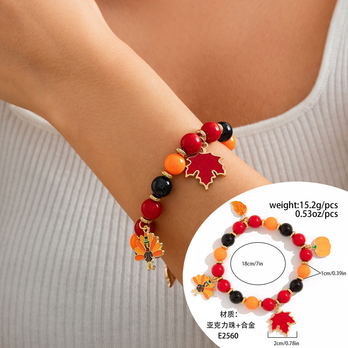 Pulsera con Colgante de Pavo Personalizado con Detalles de Cristales y Borla para Mujer