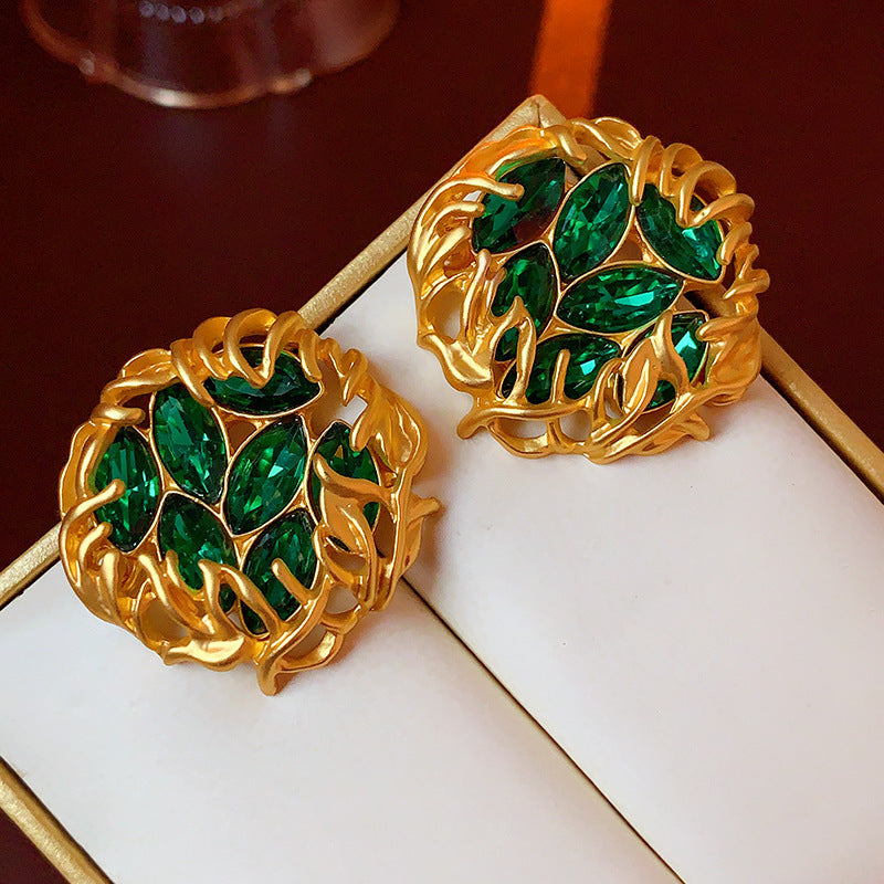 Orecchini geometrici vintage con placcatura in oro base in rame e perni in acciaio inossidabile da donna