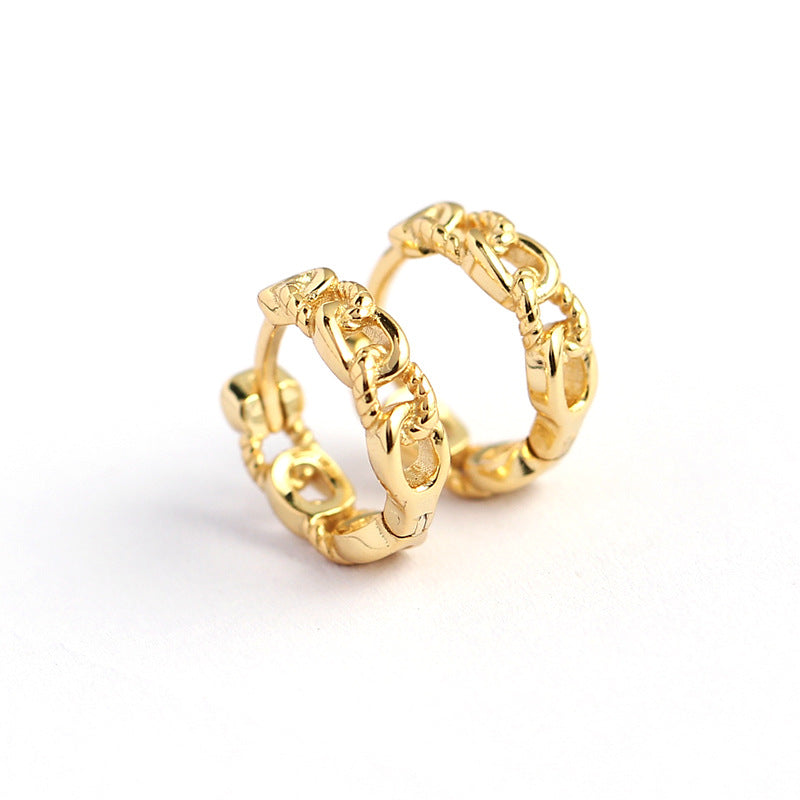 Orecchini a Cerchio Geometrici Minimalisti in Argento Sterling S925 con Finitura Placcata