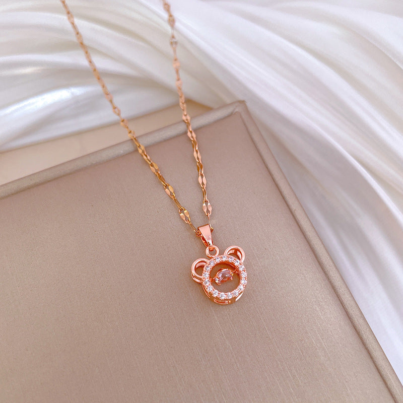 Collana con ciondolo a luna geometrica minimalista da donna e da uomo Catena in acciaio inossidabile con charm in rame