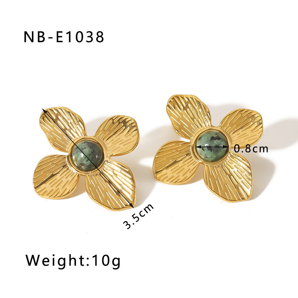 Vintage-Style Butterfly-Shaped Stainless Steel Earrings with 18K Gold Plating for Women