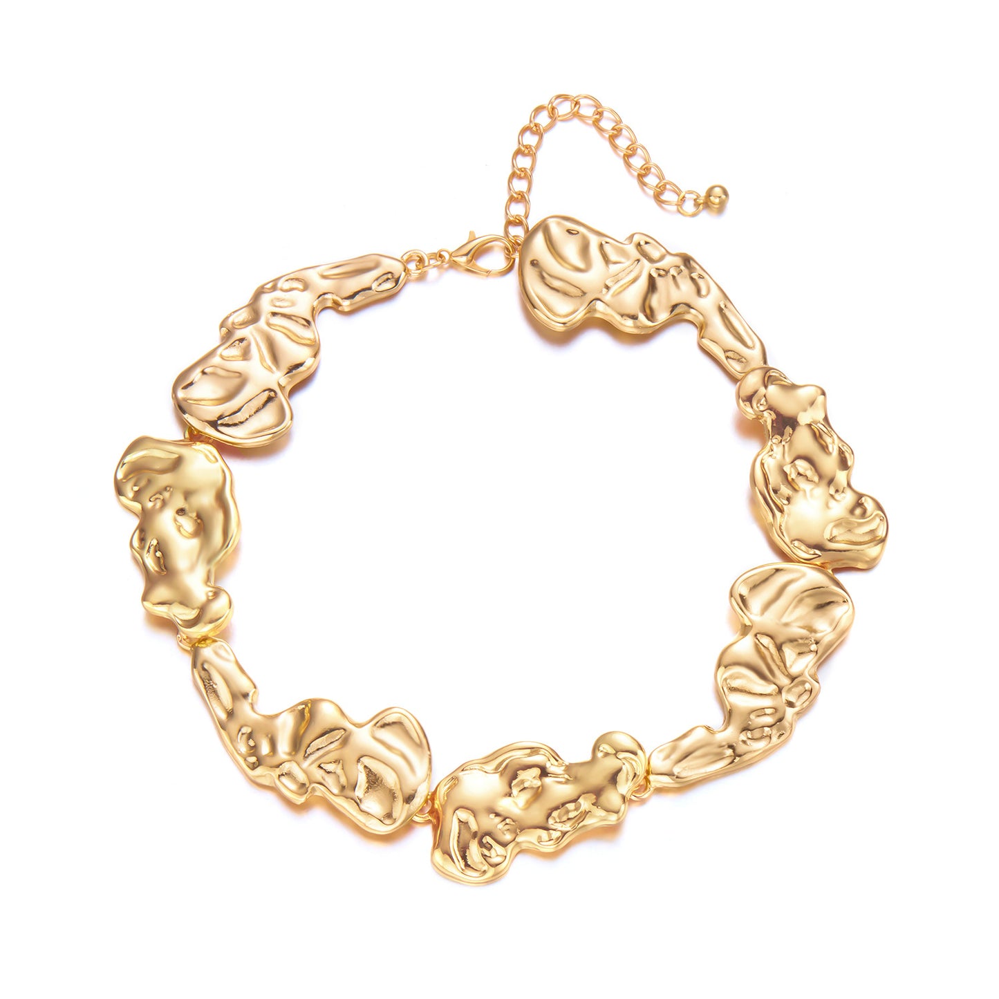 Collar gargantilla irregular geométrico con efecto líquido, a la moda, para mujer, de aleación con acabado chapado