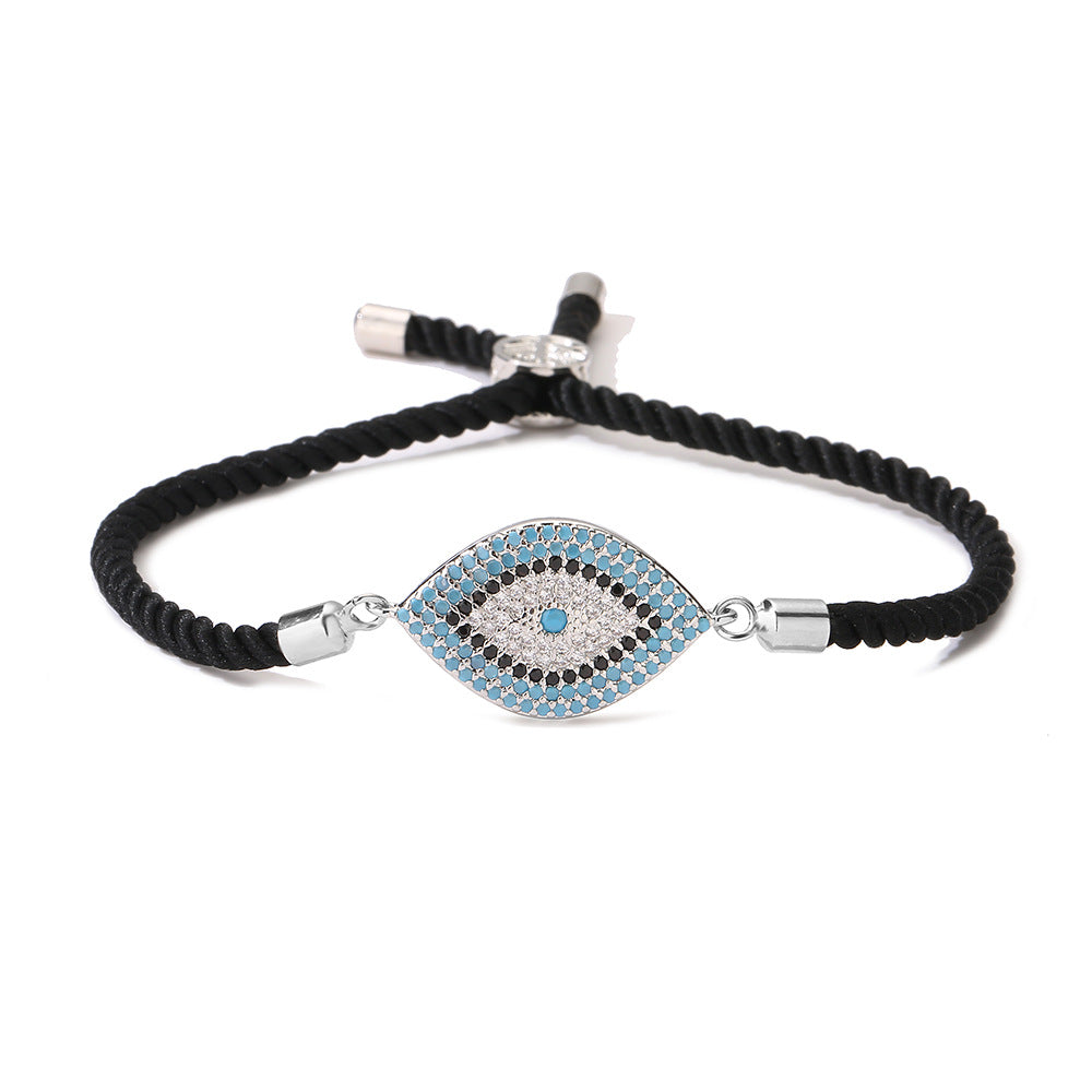 Geometric Evil Eye Bracelet for Women in Copper with Real Gold Plating and Zircon Inlay