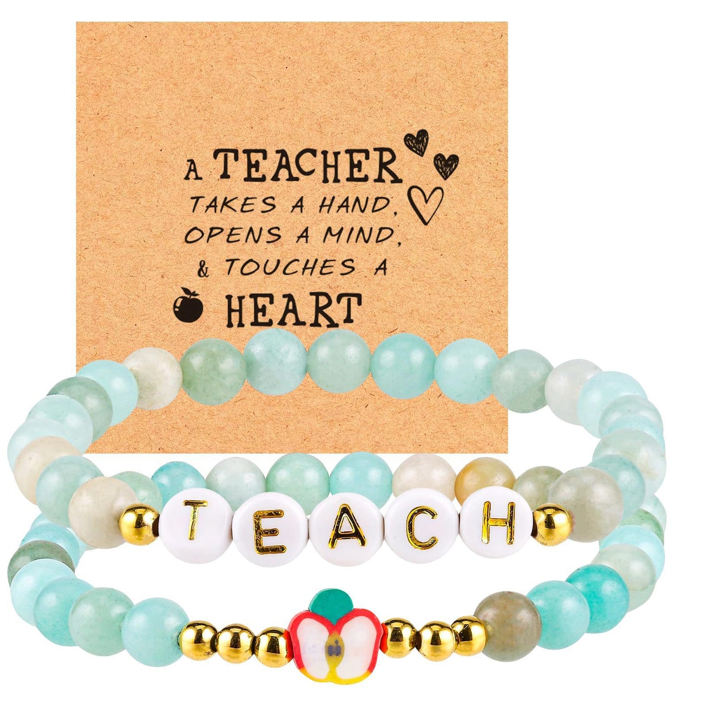 Minimalist Natural Stone Letter Geometric Charm Bar Bracelet Unisex Handmade Gift