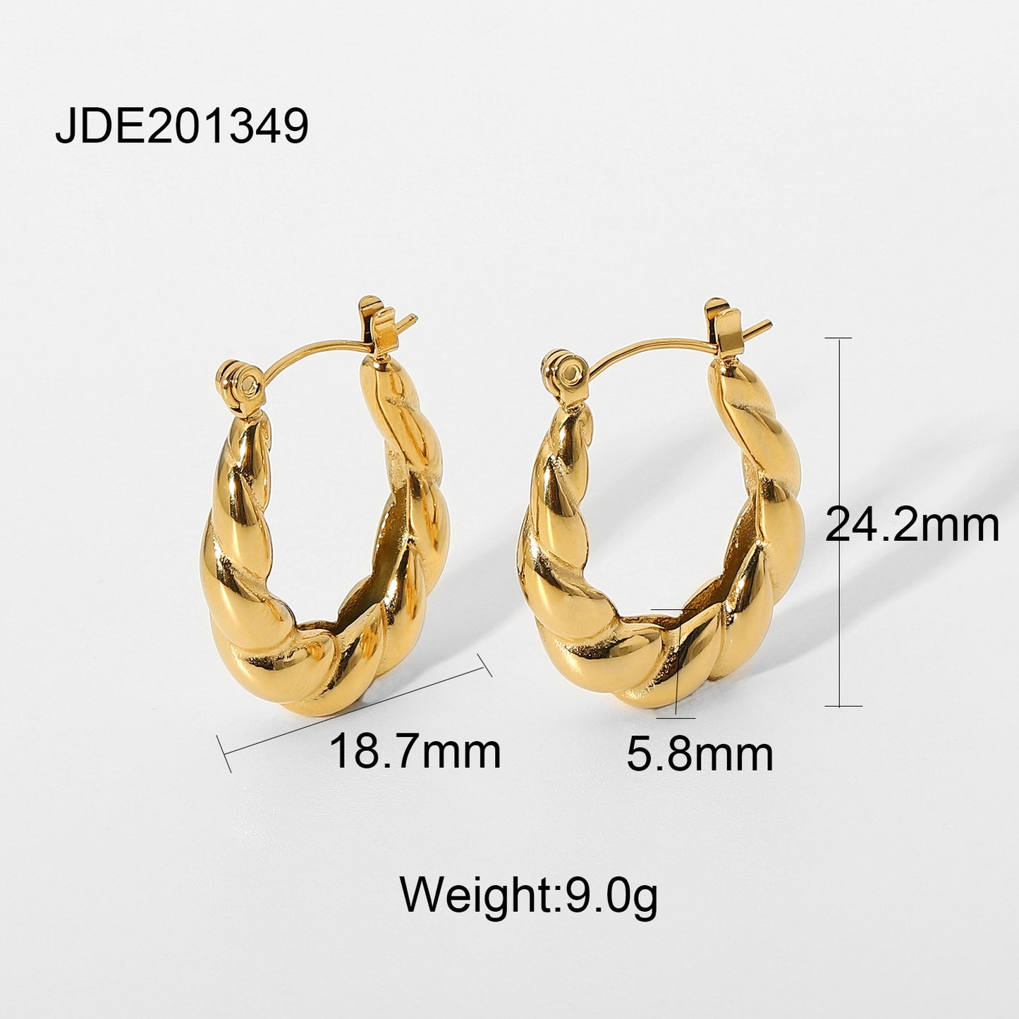 Minimalist Geometric Twisted Croissant-Shaped Gold-Plated Stainless Steel Stud Earrings for Women