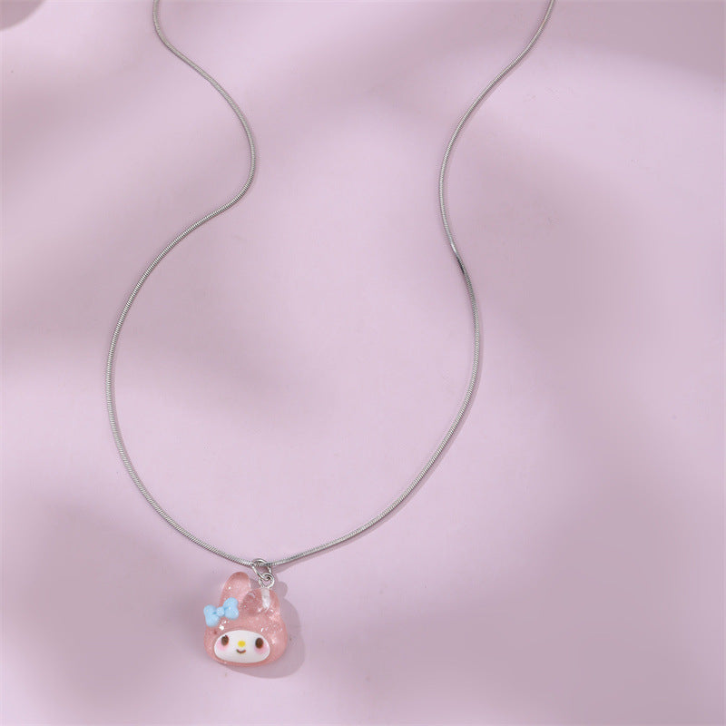 Dolce Collana con Ciondolo Cinnamoroll Sanrio con Catena in Lega a Forma di Fiocco per Bambine e Ragazze